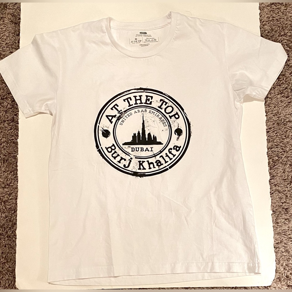 Men’s White Cotton At The Top Essential Graphic Tee Size Small